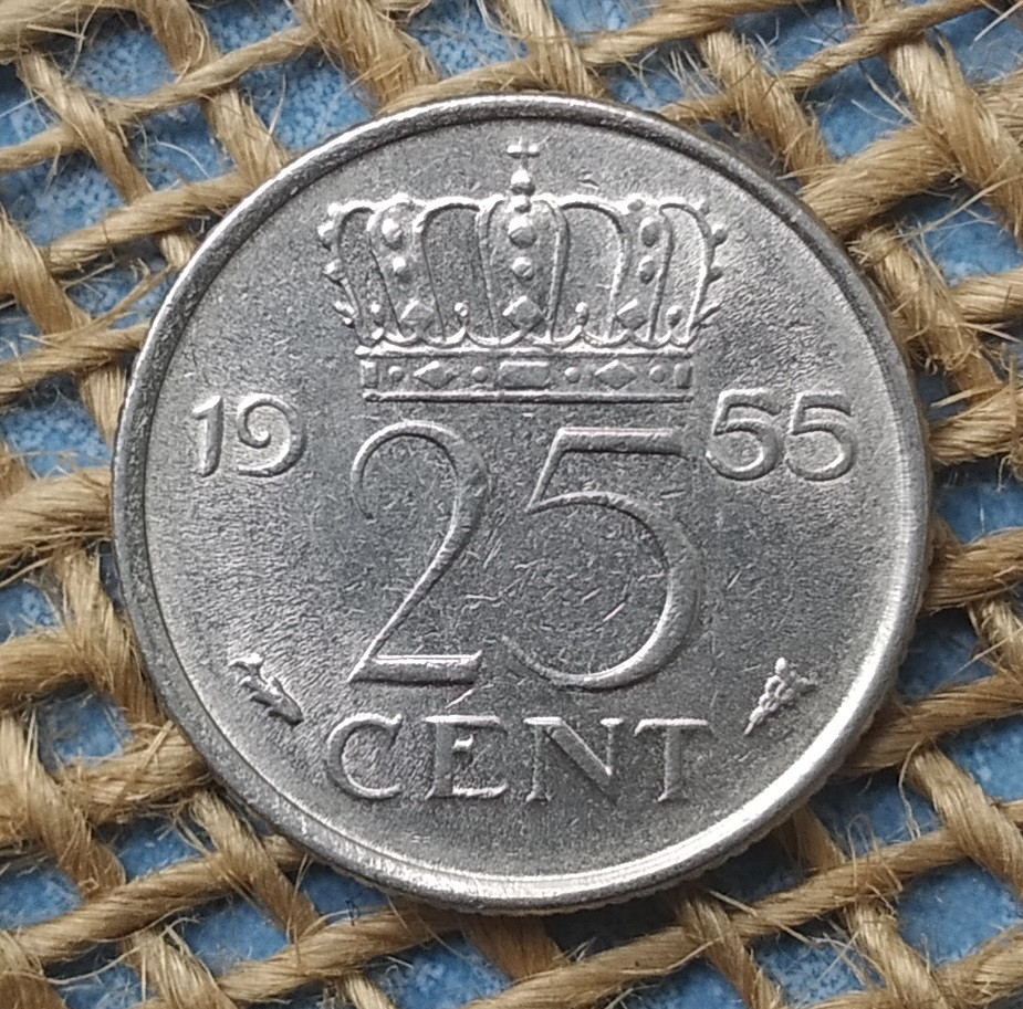 25 центiв 1955 року. Нiдерланди, фото 1