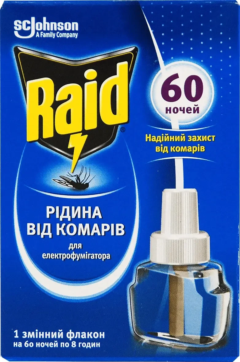 Рідина від комарів для електрофумігаторів Raid 60 ночей