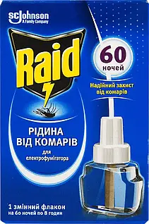 Рідина від комарів для електрофумігаторів Raid 60 ночей