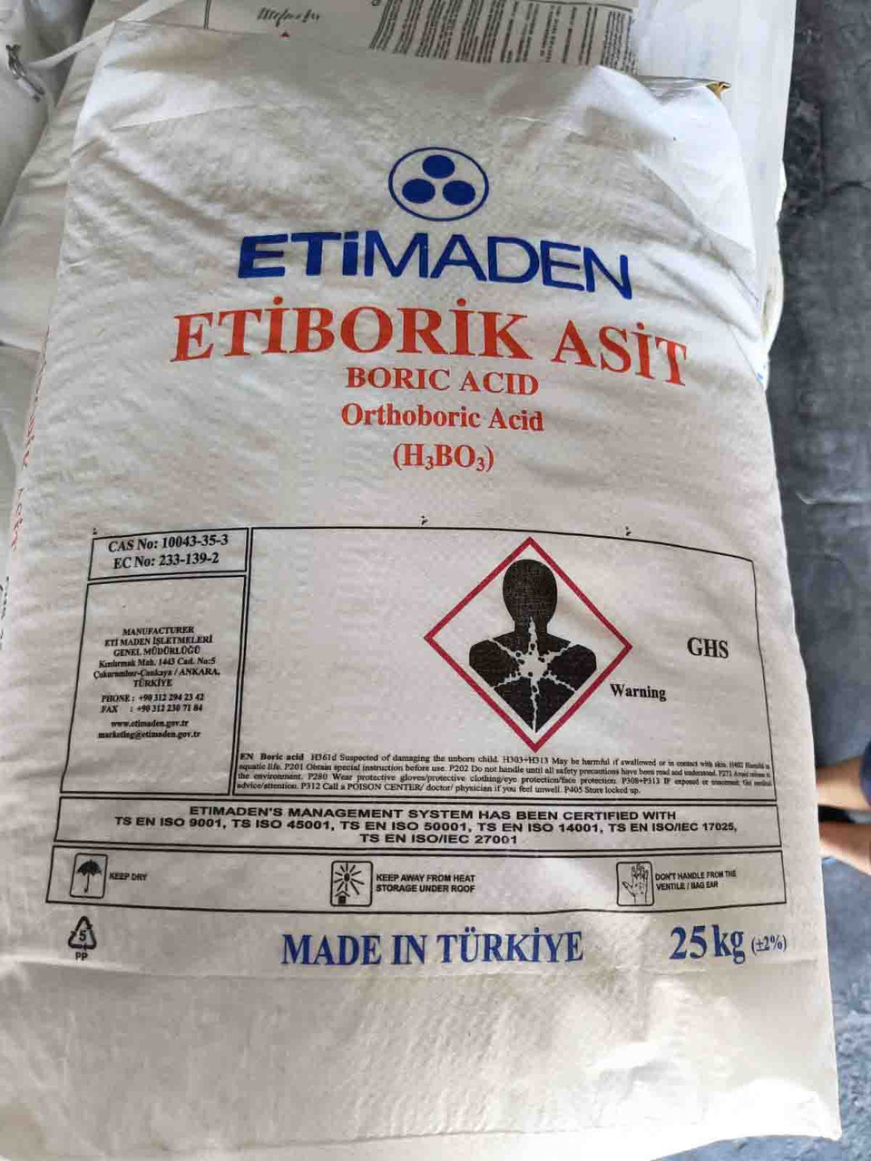 Борна кислота (ортоборна кислота), борне мікродобриво, антисептик, стимулятор росту, 25 кг