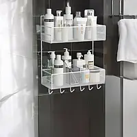 Навісна полиця з гачками на липучках L 360х150х445мм Біла