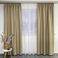 Готовые шторы Бежевые лен с тюлем, плотные портьеры для спальни и гостиной, набор готовых штор для квартиры