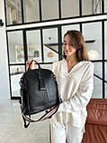 Шкіряний жіночий молодіжний рюкзак чорний на кожен день 94413, фото 10