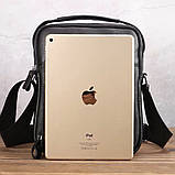 Шкіряна чоловіча сумка-барсетка через плече чорна Tiding Bag A25-1278C, фото 5