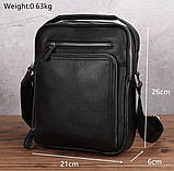 Шкіряна чоловіча сумка-барсетка через плече чорна Tiding Bag A25-1278C, фото 6