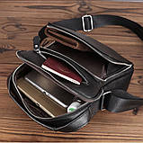 Шкіряна чоловіча сумка-барсетка через плече чорна Tiding Bag A25-1278C, фото 9