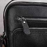 Шкіряна чоловіча сумка-барсетка через плече чорна Tiding Bag A25-1278C, фото 10