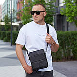 Чоловіча шкіряна чорна сумка через плече Tiding Bag M1254A, фото 2