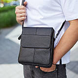 Чоловіча шкіряна чорна сумка через плече Tiding Bag M1254A, фото 7