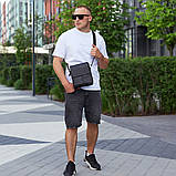 Чоловіча шкіряна чорна сумка через плече Tiding Bag M1254A, фото 10