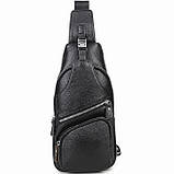 Сумка-слінг чорна чоловіча шкіряна TIDING BAG MK16094, фото 2