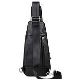 Сумка-слінг чорна чоловіча шкіряна TIDING BAG MK16094, фото 7
