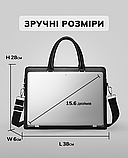 Шкіряна чоловіча ділова сумка-портфель чорна, фото 6