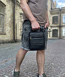 Сумка чоловіча через плече шкіряна чорна, фото 6