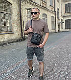 Сумка чоловіча через плече шкіряна чорна, фото 10