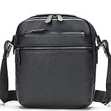 Шкіряна чоловіча сумка через плече чорна, фото 3