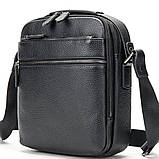 Шкіряна чоловіча сумка через плече чорна, фото 9