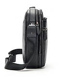 Шкіряна чоловіча сумка через плече чорна, фото 8