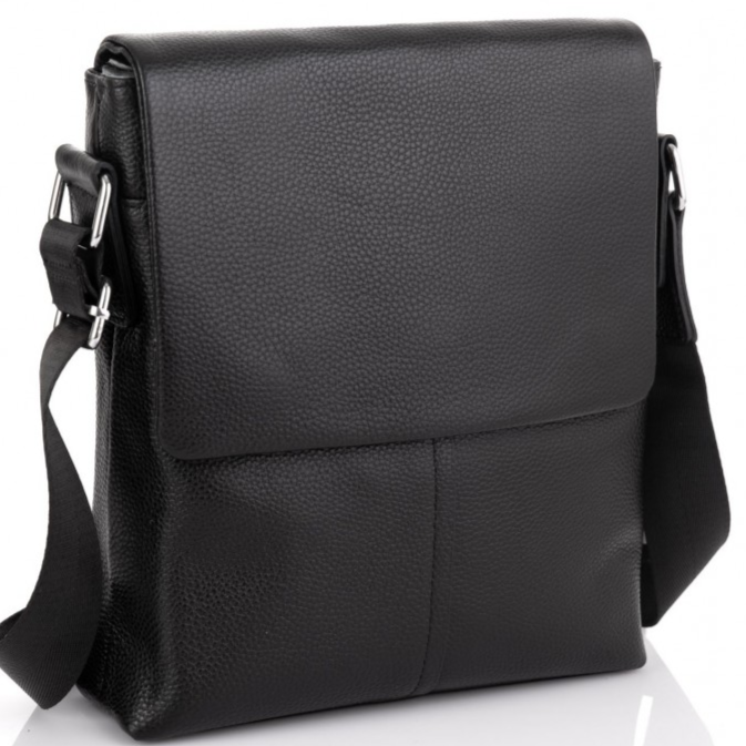 Чоловіча сумка через плече шкіряна чорна Tiding Bag SK A75-181, фото 1