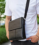 Чоловіча сумка через плече шкіряна чорна Tiding Bag SK A75-181, фото 2