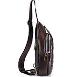 Сумка-слінг чоловіча шкіряна коричнева, фото 4