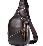 Сумка-слінг чоловіча шкіряна коричнева, фото 6
