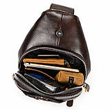 Сумка-слінг чоловіча шкіряна коричнева, фото 8