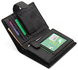 Чорний чоловічий гаманець вертикального типу з натуральної шкіри під документи Marco Coverna MC-5176-1, фото 4