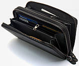 Чорний гаманець-клатч на дві блискавки з натуральної шкіри Marco Coverna B-5902B-1Q, фото 5