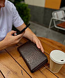 Коричневий гаманець-клатч на блискавці з блоком під картки із натуральної шкіри Marco Coverna MC086-5901С, фото 2