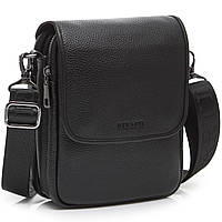 Шкіряна чоловіча сумка-месенджер через плече чорна Tiding Bag TD-23433