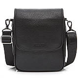 Шкіряна чоловіча сумка-месенджер через плече чорна Tiding Bag TD-23433, фото 2