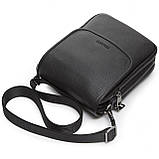 Шкіряна чоловіча сумка-месенджер через плече чорна Tiding Bag TD-23433, фото 4