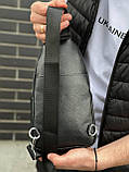 Шкіряна сумка-слінг, рюкзак через плече чорна TIDING BAG 3280, фото 4