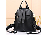 Шкіряний жіночий рюкзак міський чорний Olivia Leather 6711, фото 2