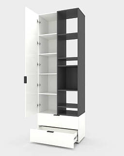 Шафа Home A001R 800х420х2300 ЛДСП Білий Сніг - Антрацит
