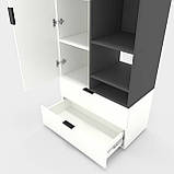 Шафа Home A001R 800х420х2300 ЛДСП Білий Сніг - Антрацит, фото 4