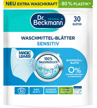 Серветки для прання універсальні Dr. Beckmann Magic Leaves Sensitive 30 шт, фото 1