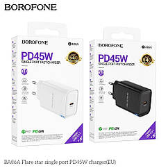 Мережевий зарядний пристрій Borofone BA86A 1 USB-C PD/QC 45W Колір Чорний