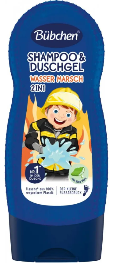 Дитячий шампунь-гель для душу Bubchen 2в1 Wasser Marsch, 230 мл, фото 1