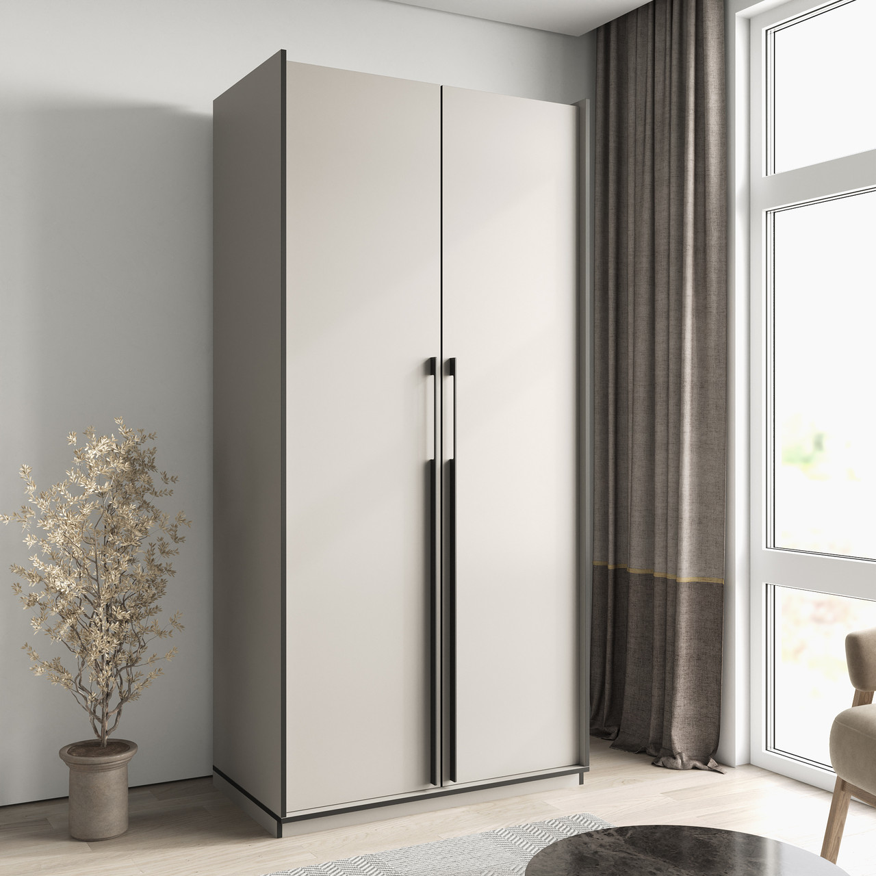 Шафа розпашна з поличками Ramo R-0013 на 2 дверки+ шухляди, фото 1