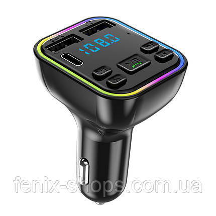 Автомобільний трансмітер (модулятор) G38 c Bluetooth Hands-Free CVC, microSD, 2 USB+Type-C, фото 1