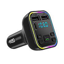 Автомобільний трансмітер (модулятор) G38 c Bluetooth Hands-Free CVC, microSD, 2 USB+Type-C, фото 3