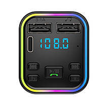 Автомобільний трансмітер (модулятор) G38 c Bluetooth Hands-Free CVC, microSD, 2 USB+Type-C, фото 4