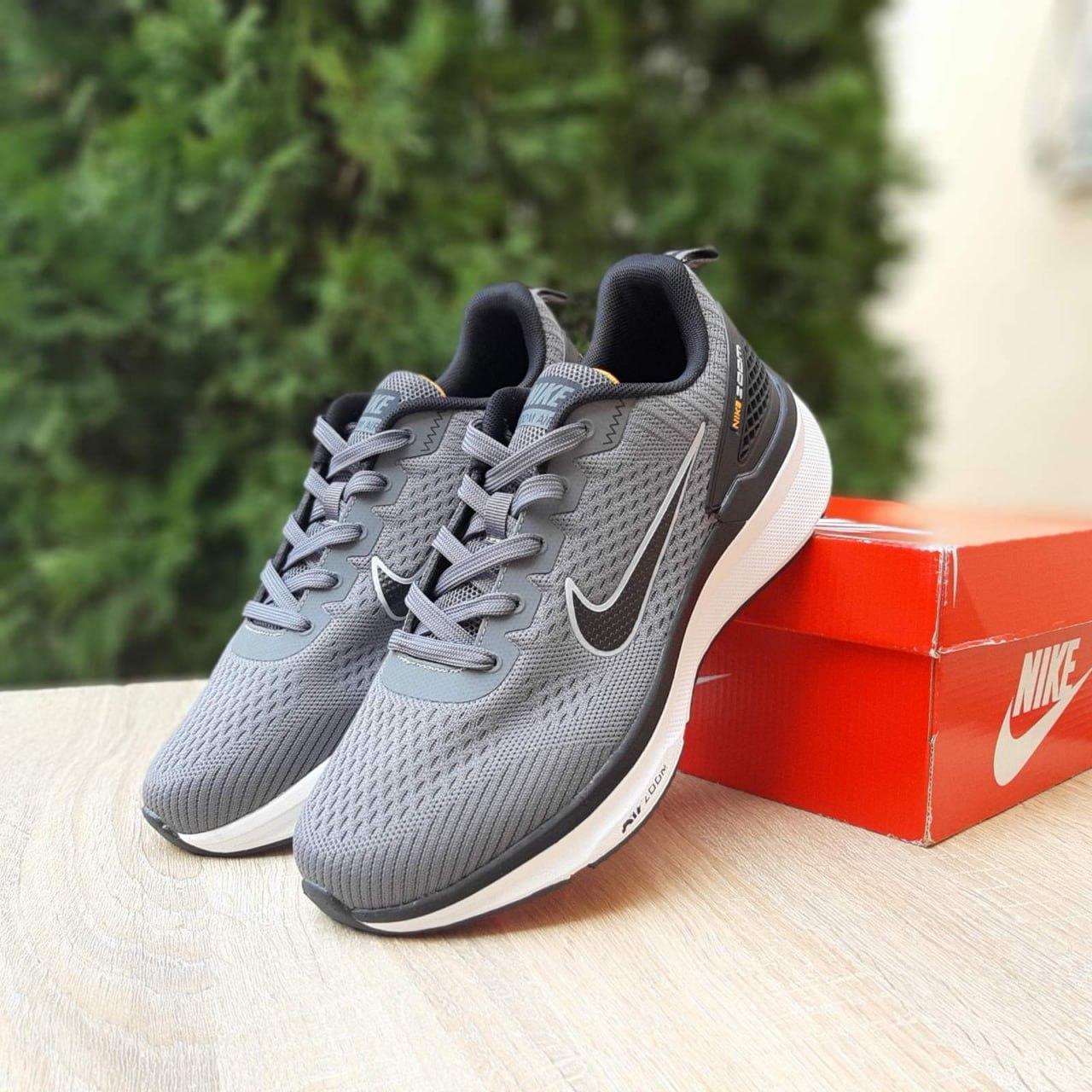 Чоловічі кросівки Nike Zoom Grey Black Сірі з чорним Взуття Найк Зум текстиль демісезон, фото 1