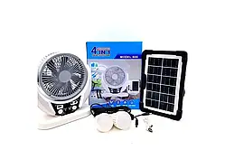 Вентилятор портативний 4в1 (6", сонячна панель, 2 LED лампи, 2 швидкості, 6Вт, USB, 3.2V/4000 мАг)