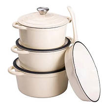 Набір посуду для приготування чавунний Yongkang HP-1-6, 2/3/4/1 л, бежевий
