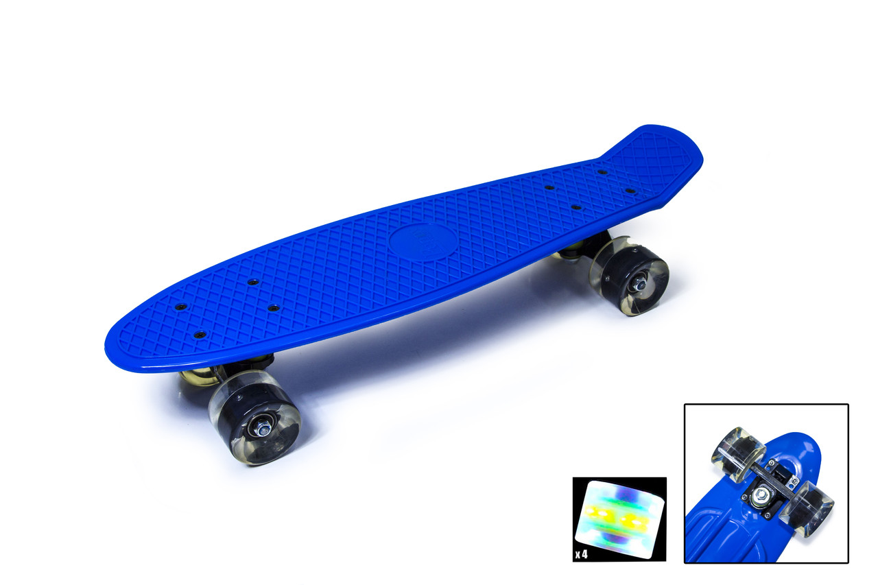 Пластборд Penny Board BLUE Синій. СВІТЛО колеса