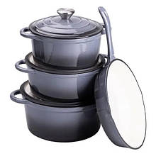 Набір посуду для приготування чавунний Yongkang HP-1-5, 2/3/4/1 л, сірий