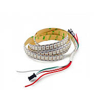 Розумна RGB стрічка 5в WS2812b SMD 5050 144 д.м. IP20 WS2812b PIXEL (ціна 1м) біла основа